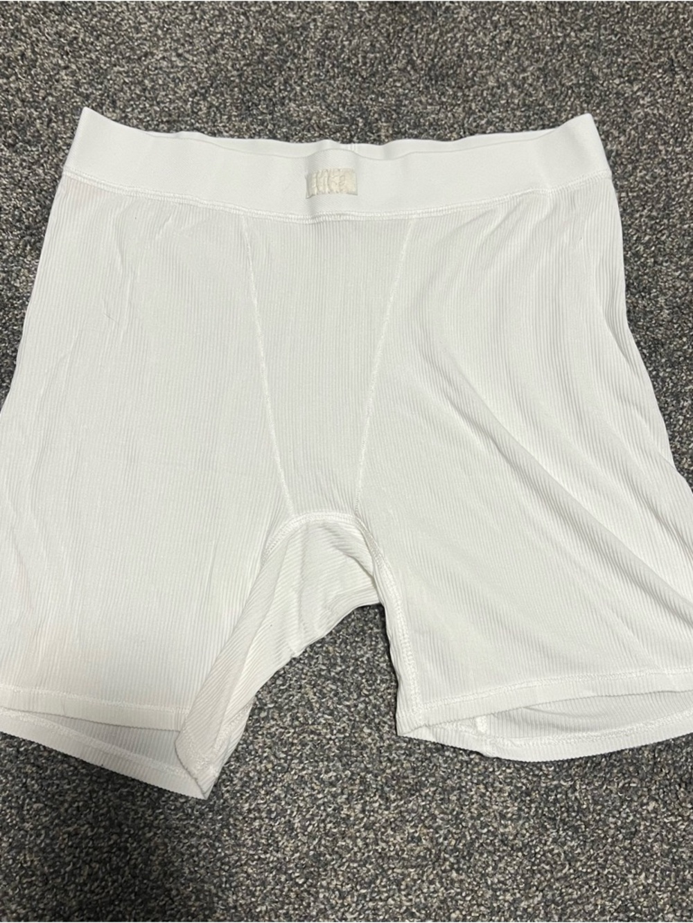 Skims White Ribbed Boxer Shorts